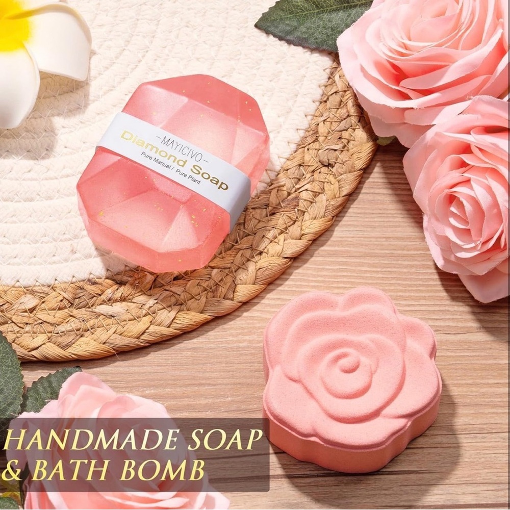 BRAND NEW Mother’s Day Gift Rose Spa Gift Baskets Bath Set w/ Blanket - Picture 7 of 8
